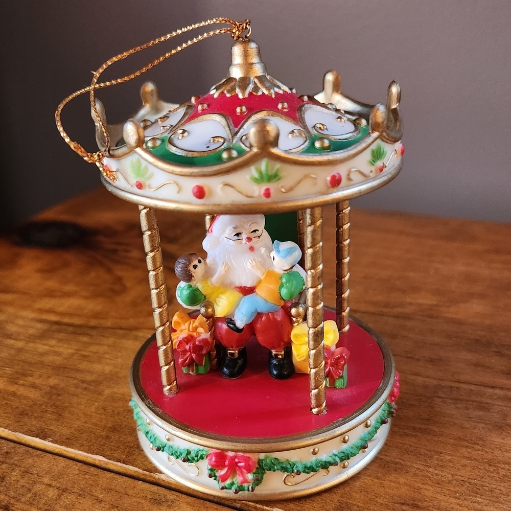 Santa Claus Christmas Tree ORNAMENTS, Carousel, Vintage